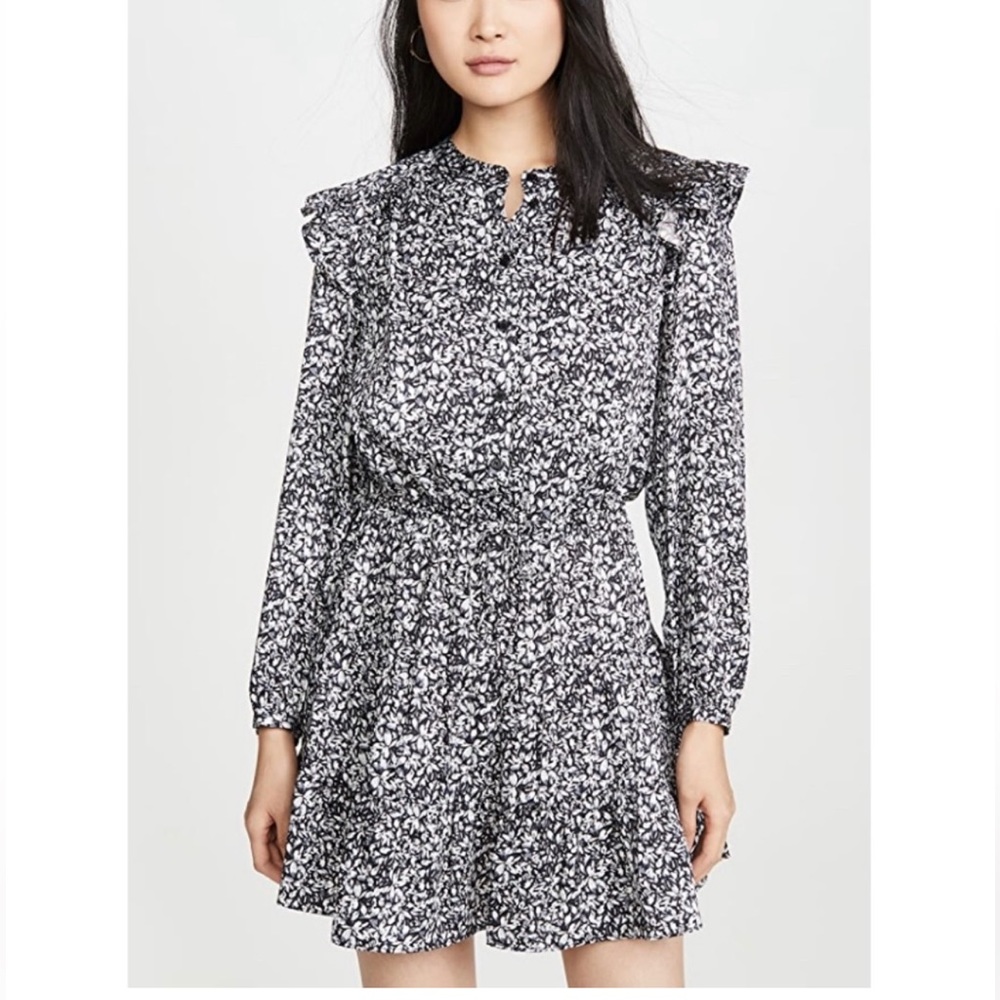 Rebecca Minkoff Black & White Floral Hannah Mini Dress‎ Size M
